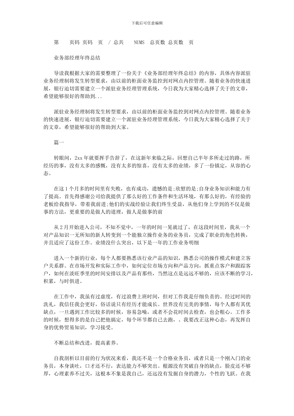 2024年业务部经理年终总结_第1页