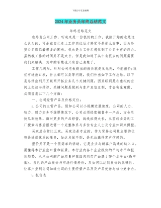 2024年业务员年终总结范文