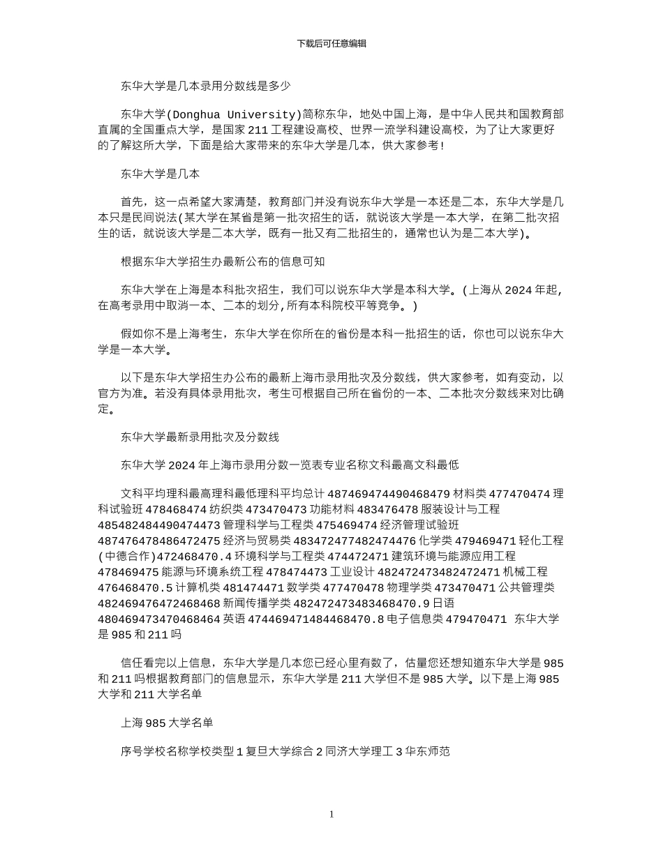 2024年东华大学是几本_第1页