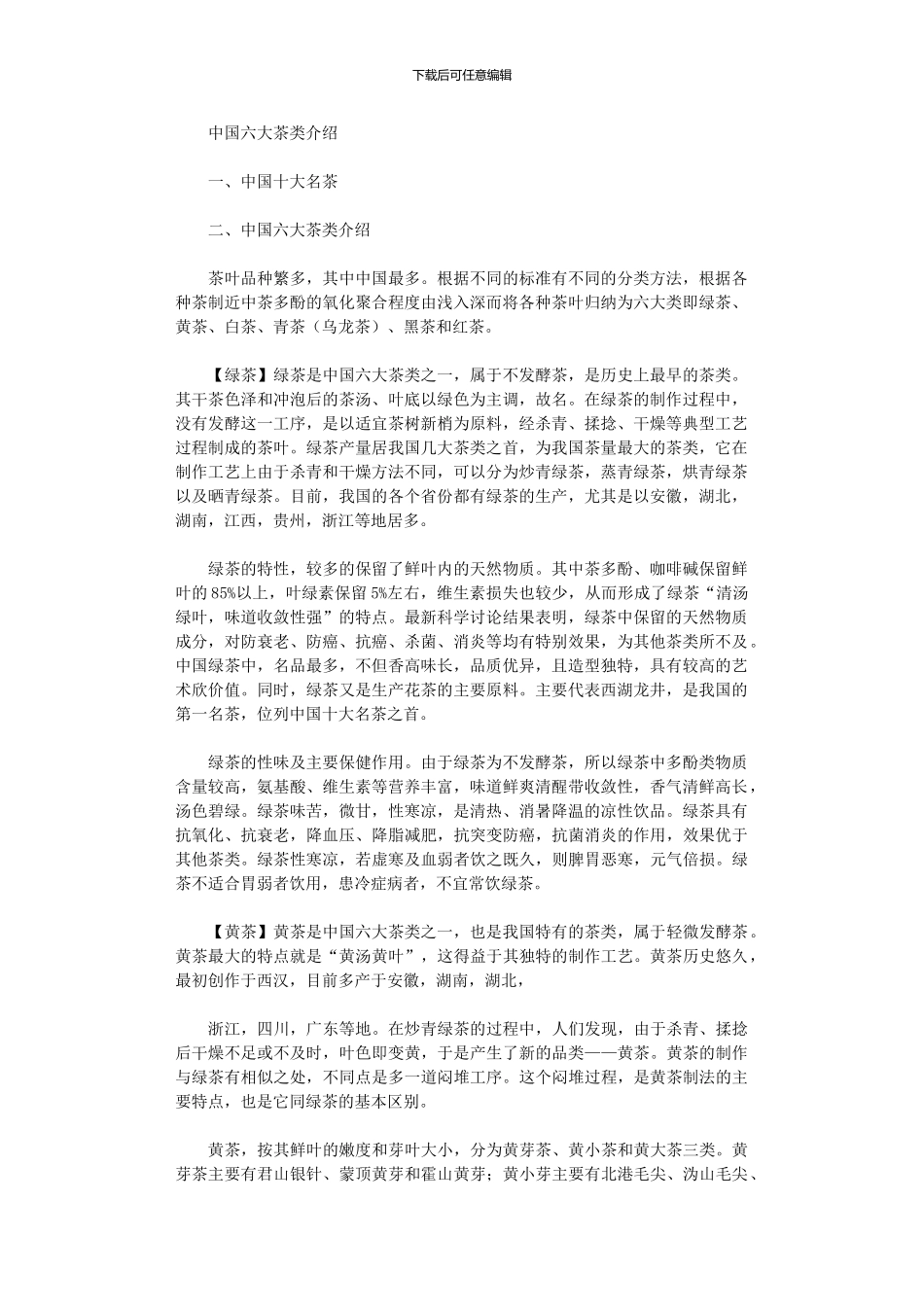 2024年中国六大茶类介绍_第1页