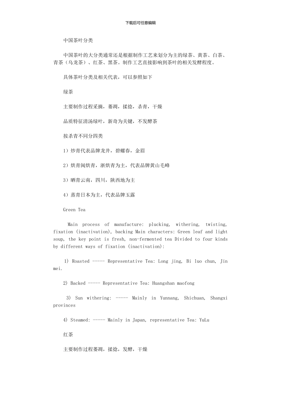 2024年中国茶叶大分类_第1页