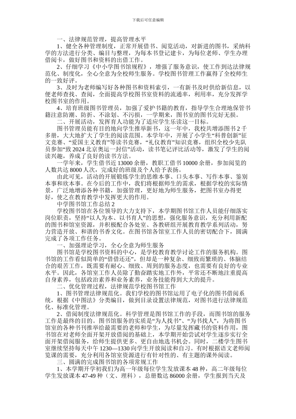 2024年中学图书馆工作总结_第1页