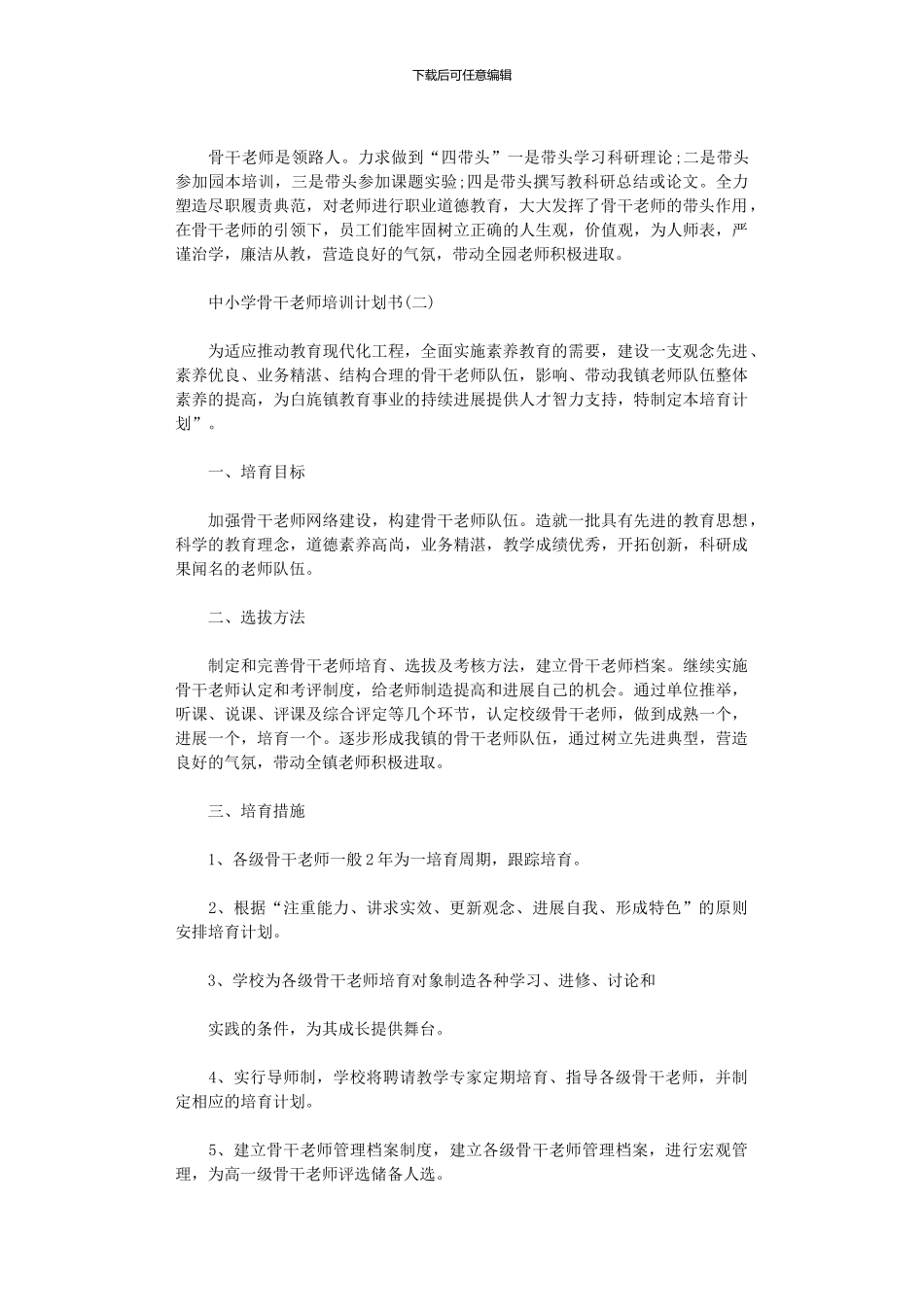 2024年中小学骨干教师培训计划范文书_第2页