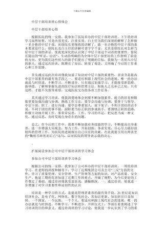 2024年中层干部培训班心得体会范文word版