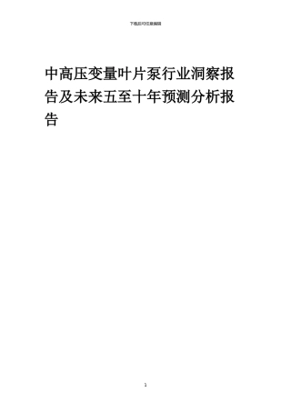 2024年中高压变量叶片泵行业洞察报告及未来五至十年预测分析报告
