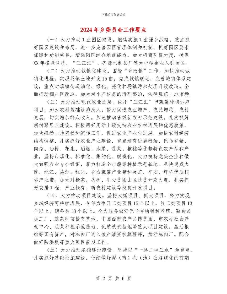 2024年乡委员会工作要点_第2页