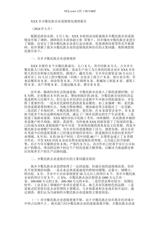 2024年乡镇少数民族企业发展情况调查报告