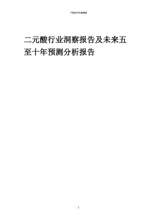 2024年二元酸行业洞察报告及未来五至十年预测分析报告