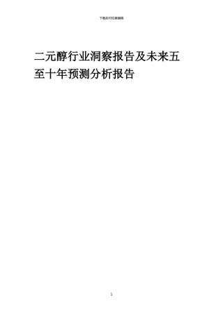 2024年二元醇行业洞察报告及未来五至十年预测分析报告