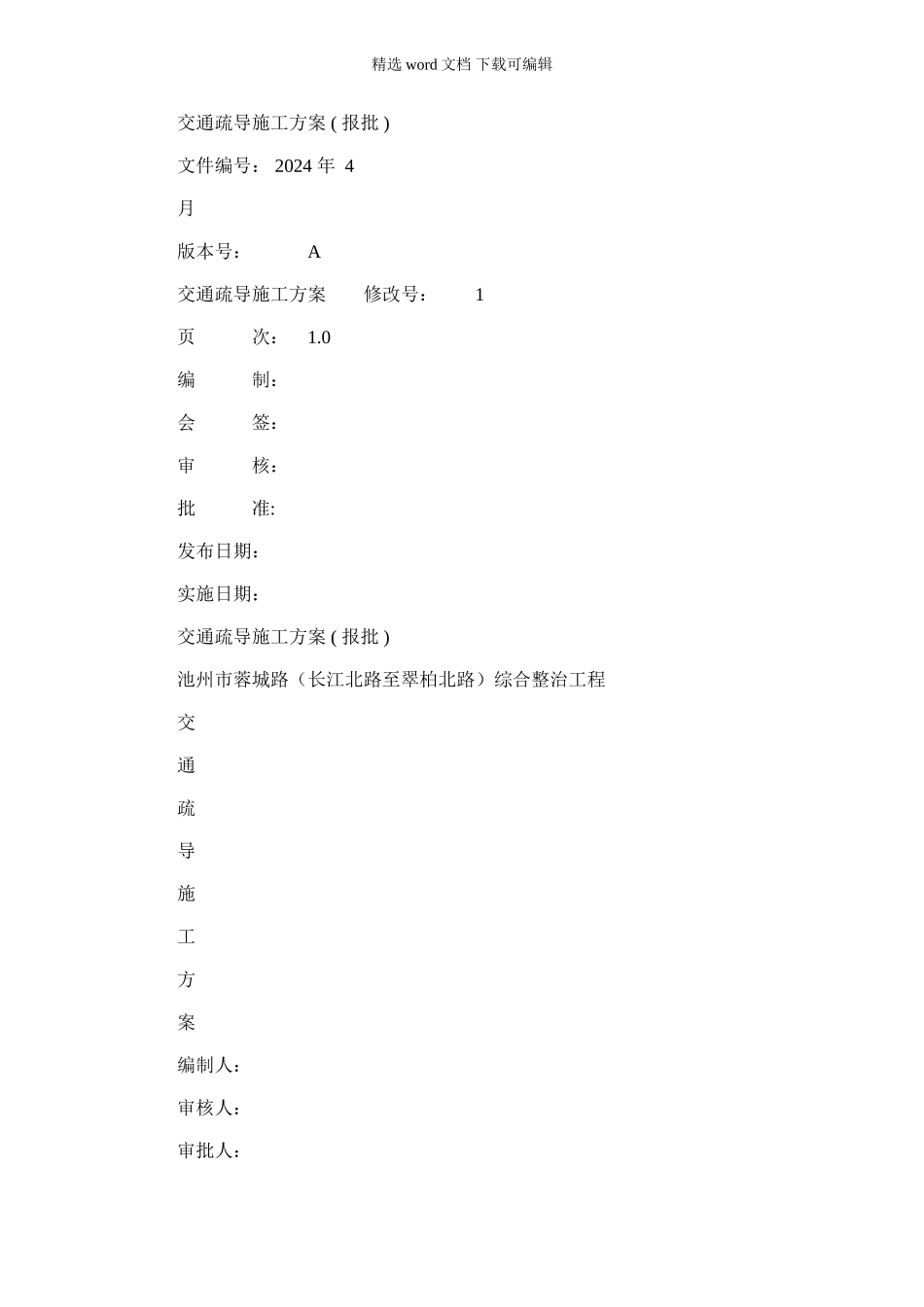 2024年交通疏导施工方案模板_第1页