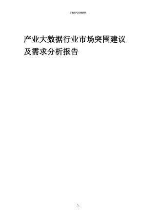 2024年产业大数据行业市场突围建议及需求分析报告