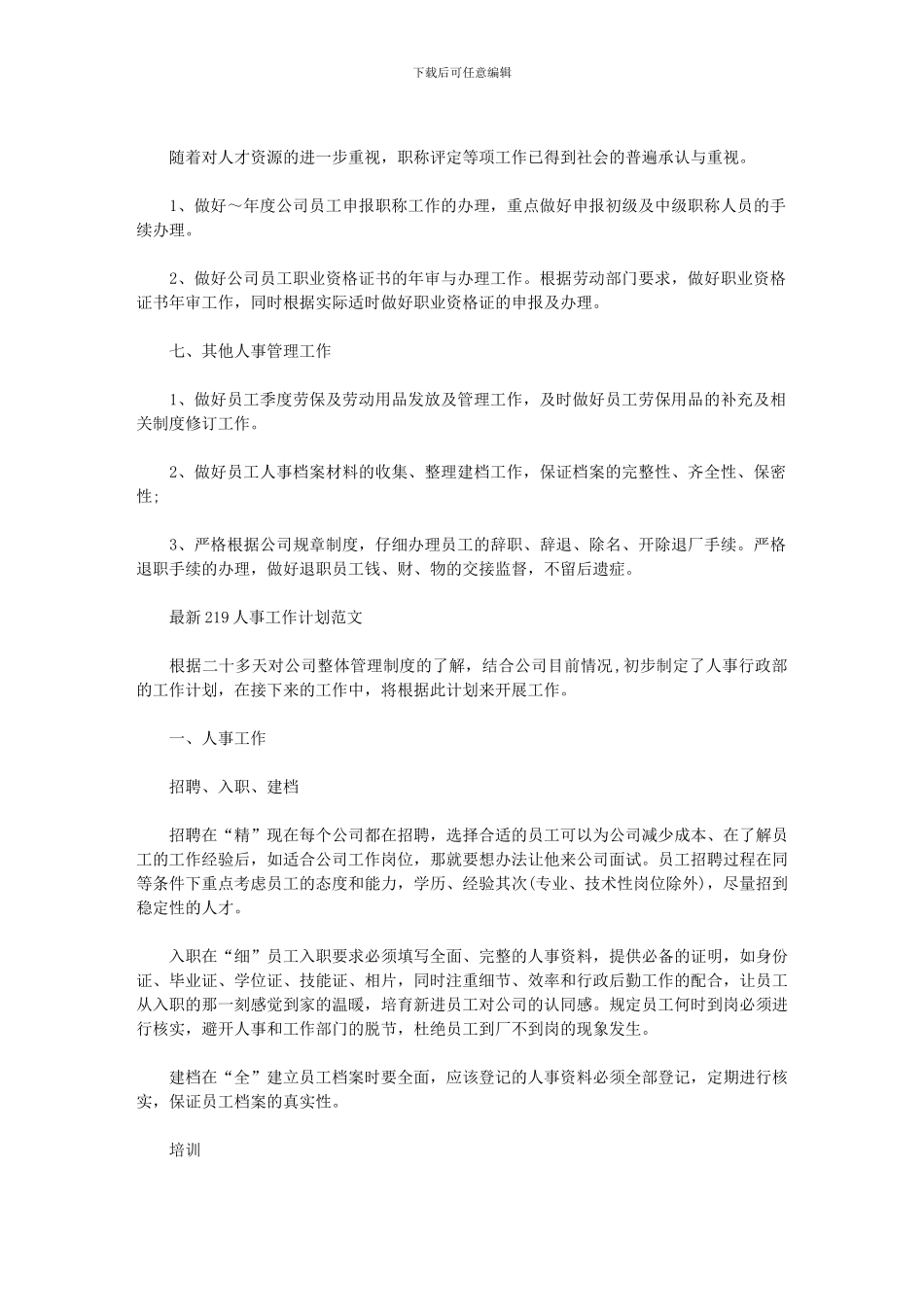 2024年人事工作计划_第2页