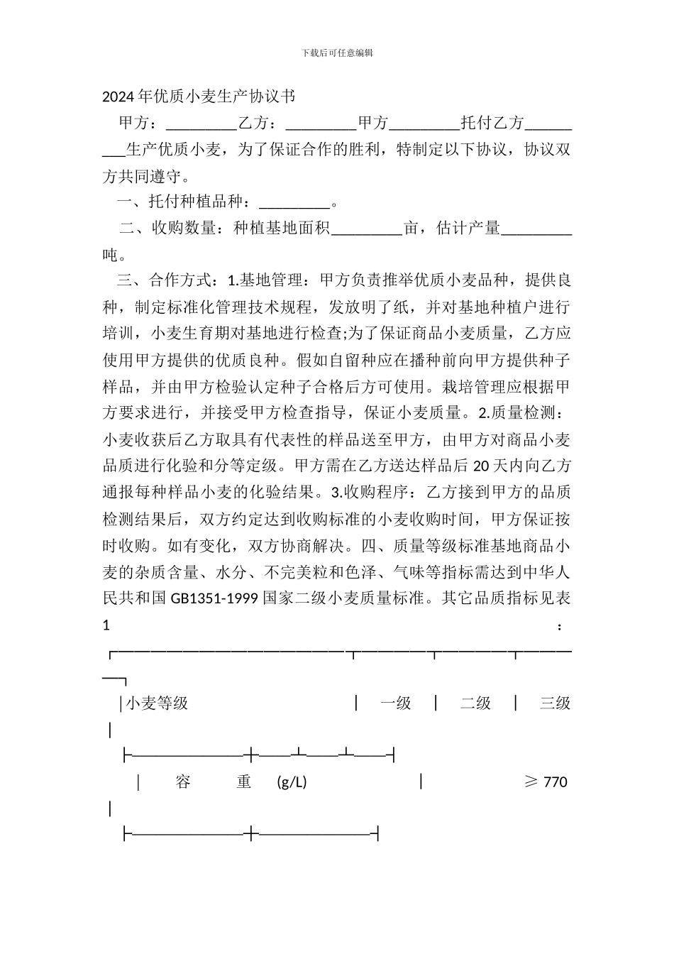 2024年优质小麦生产协议书_第2页