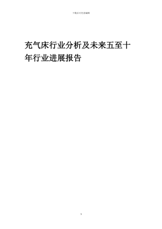 2024年充气床行业分析及未来五至十年行业发展报告