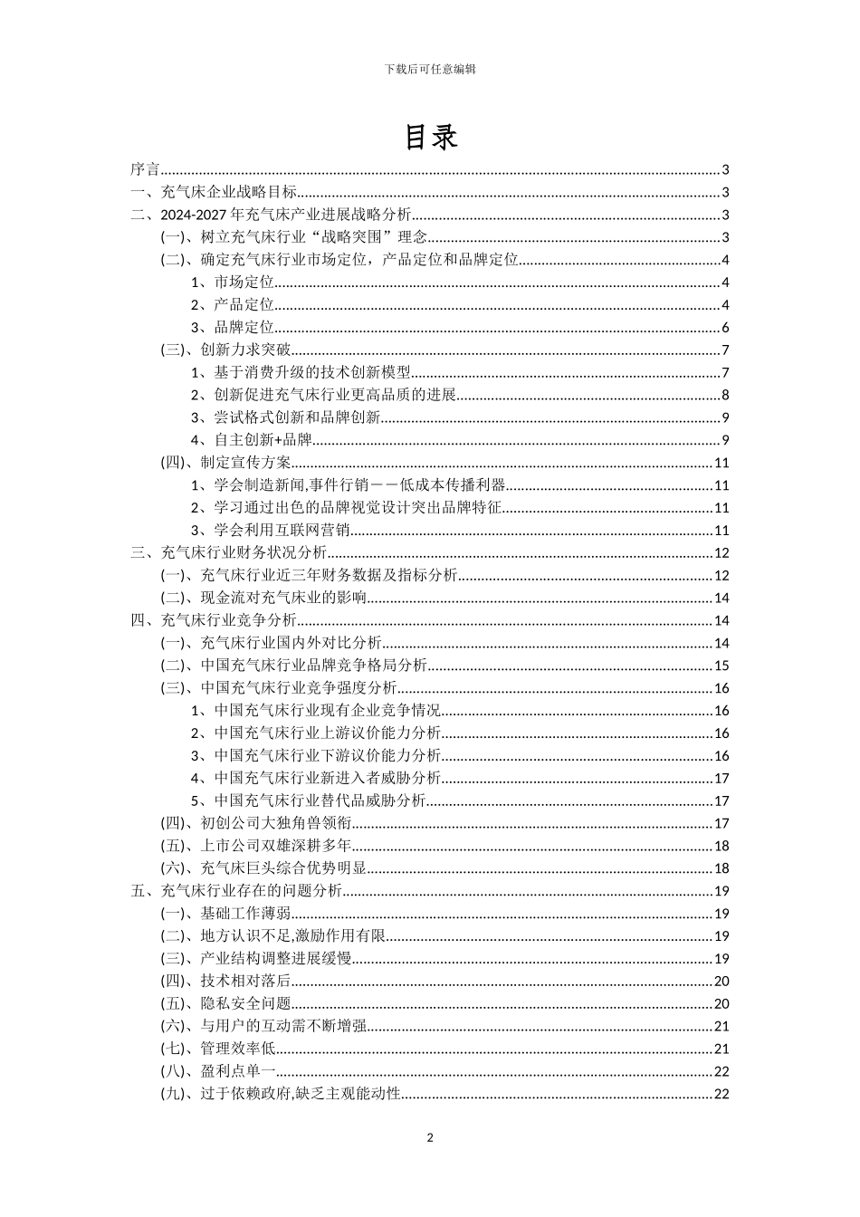 2024年充气床行业市场需求及未来五至十年预测报告_第2页