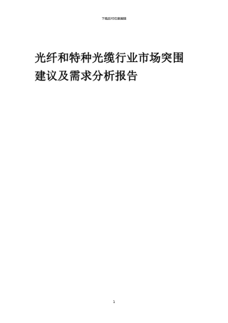 2024年光纤和特种光缆行业市场突围建议及需求分析报告