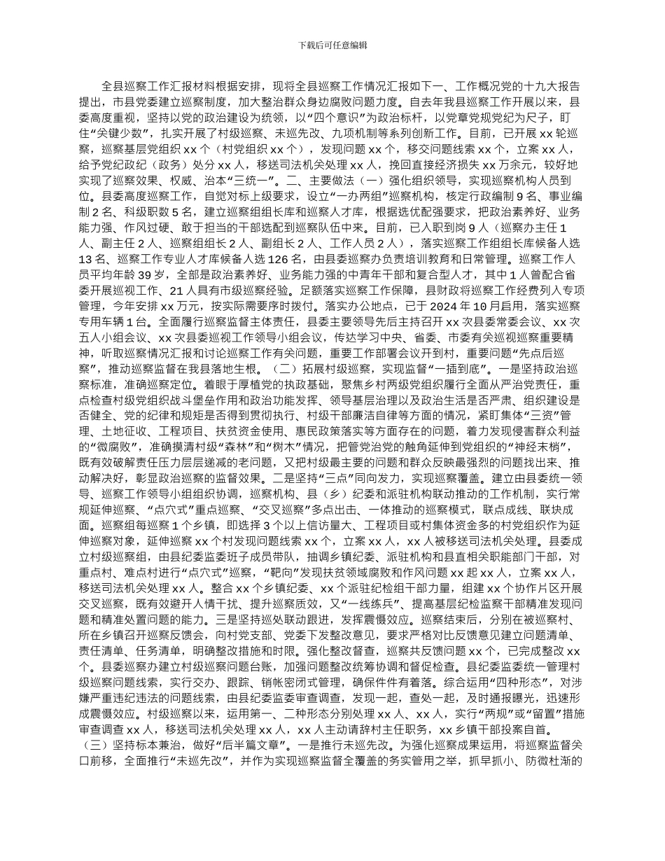 2024年全县巡察工作汇报材料x_第1页