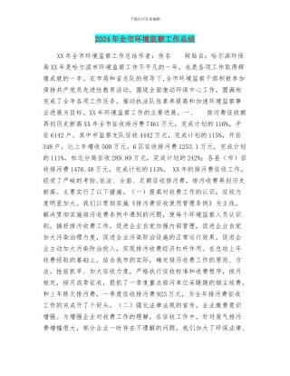 2024年全市环境监察工作总结