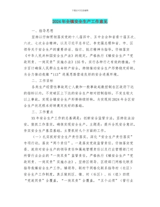 2024年全镇安全生产工作意见