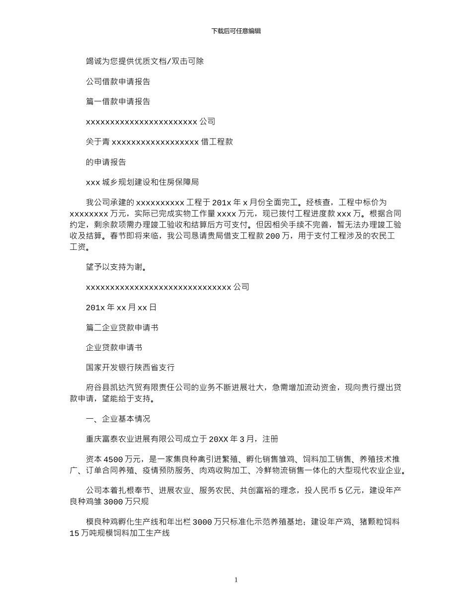 2024年公司借款申请报告_第1页