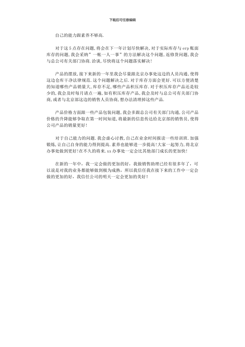2024年公司销售助理工作计划模板_第2页
