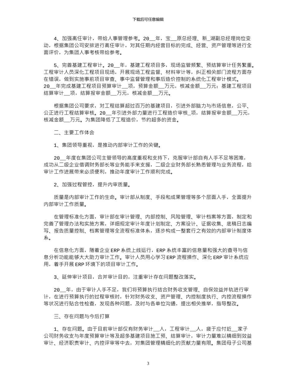 2024年关于公司审计个人年度工作总结精选_第3页