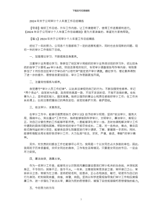 2024年关于公司审计个人年度工作总结精选