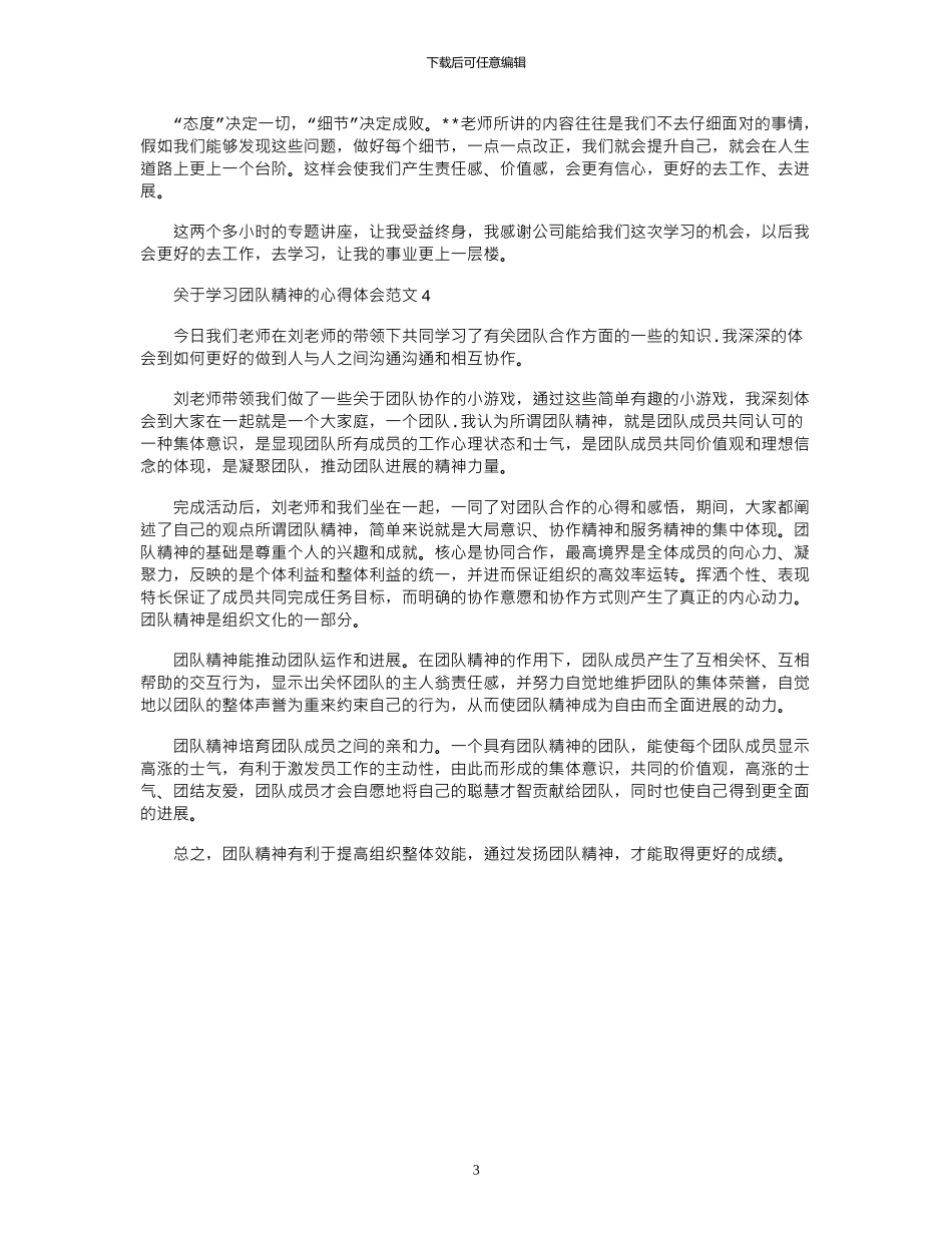 2024年关于学习团队精神的心得体会范文_第3页