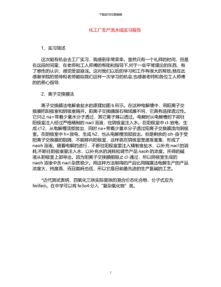 2024年化工厂生产流水线实习报告
