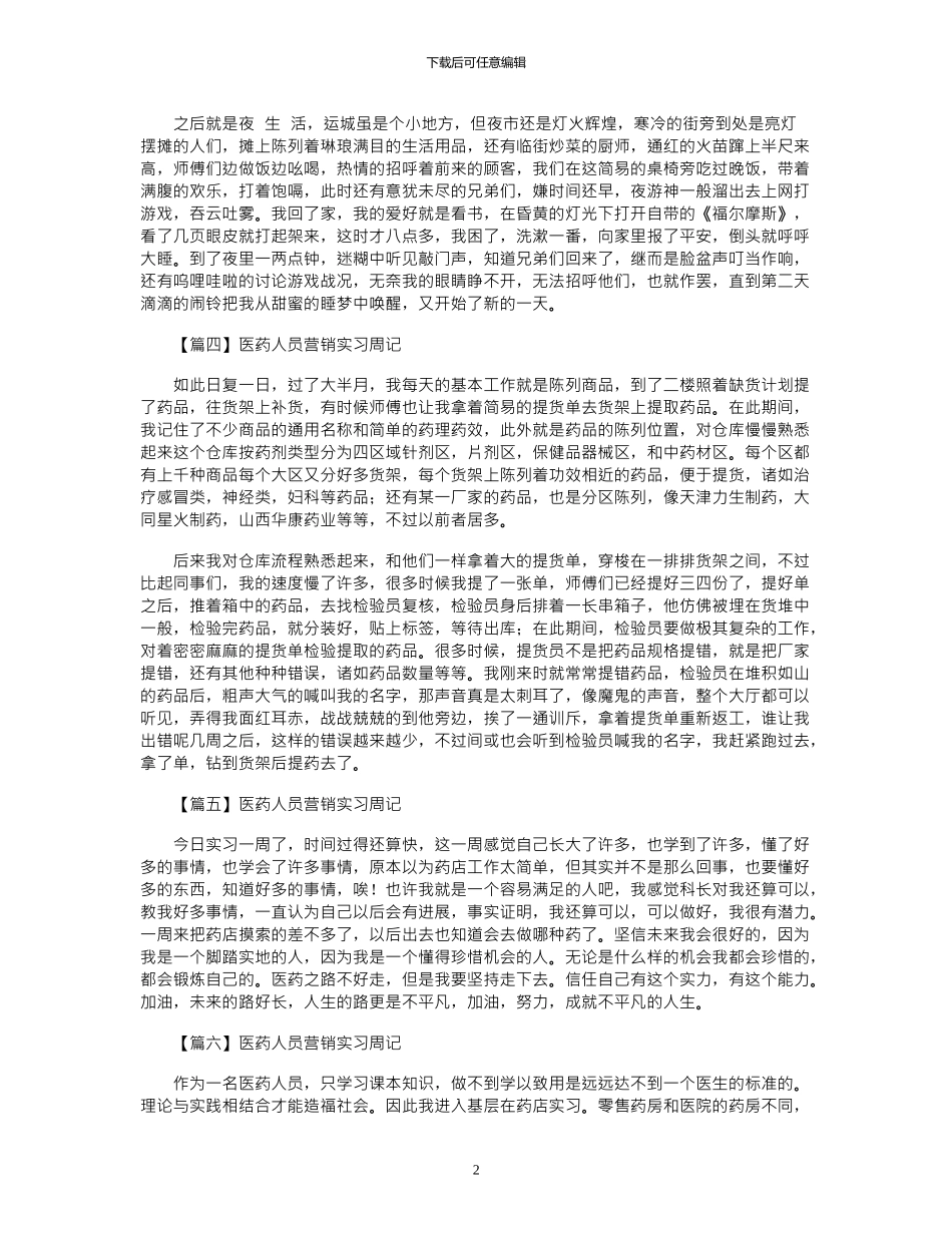 2024年医药人员营销实习周记6篇_第2页