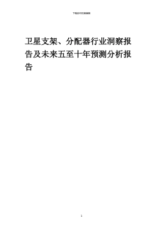2024年卫星支架、分配器行业洞察报告及未来五至十年预测分析报告