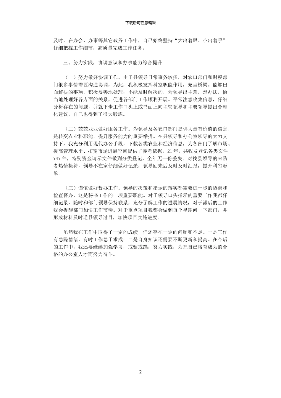 2024年县政府办公室文秘工作总结_第2页