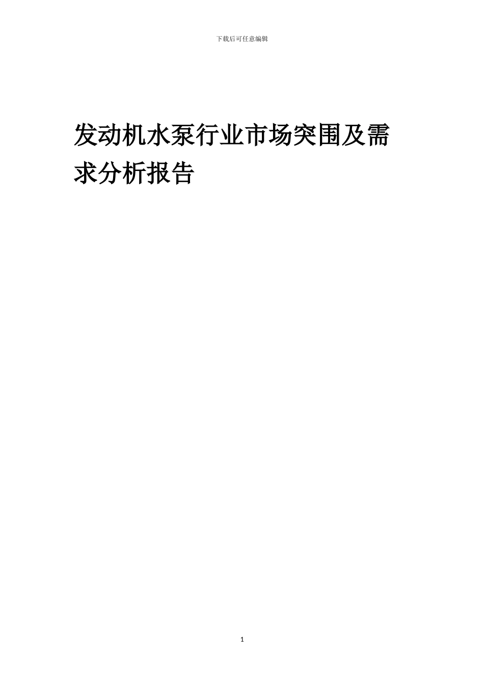 2024年发动机水泵行业市场突围及需求分析报告_第1页