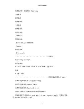 2024年各种甜品名称英汉对照与图片