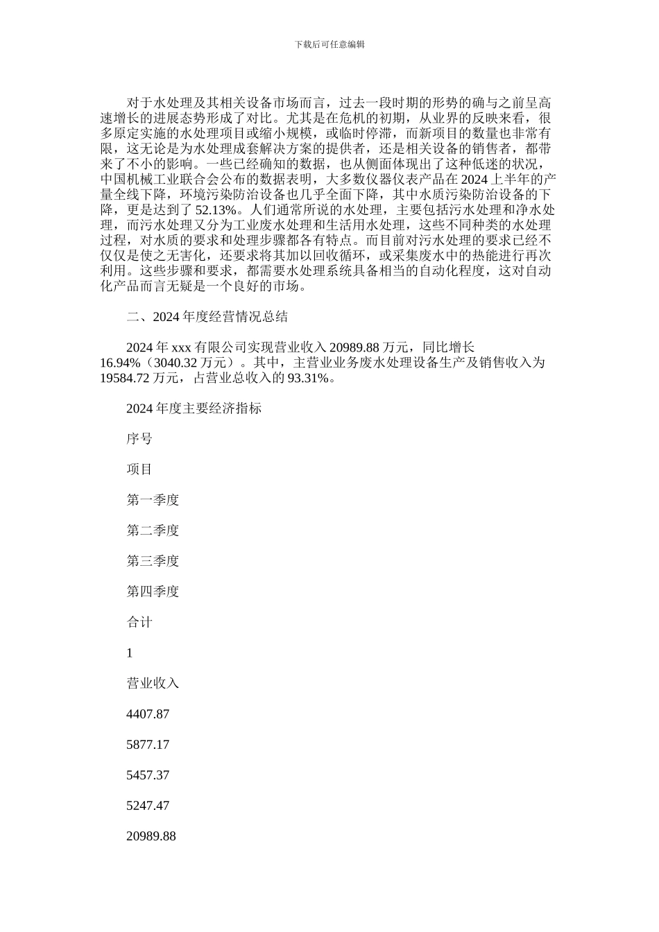 2024年吉林省废水处理环保设备项目年度总结报告_第3页