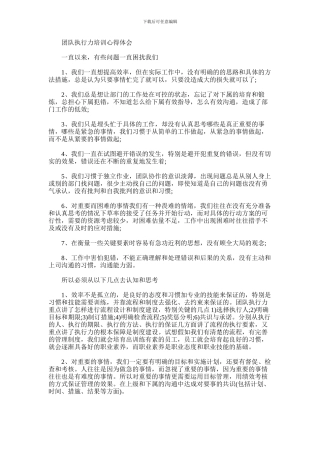 2024年团队执行力培训心得体会范文