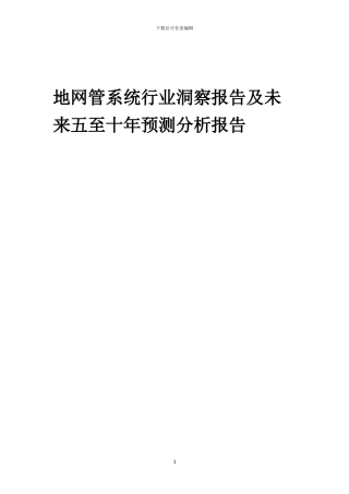 2024年地网管系统行业洞察报告及未来五至十年预测分析报告