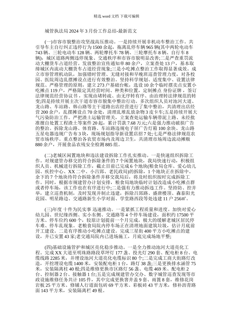 2024年城管执法局3月份工作总结_第1页