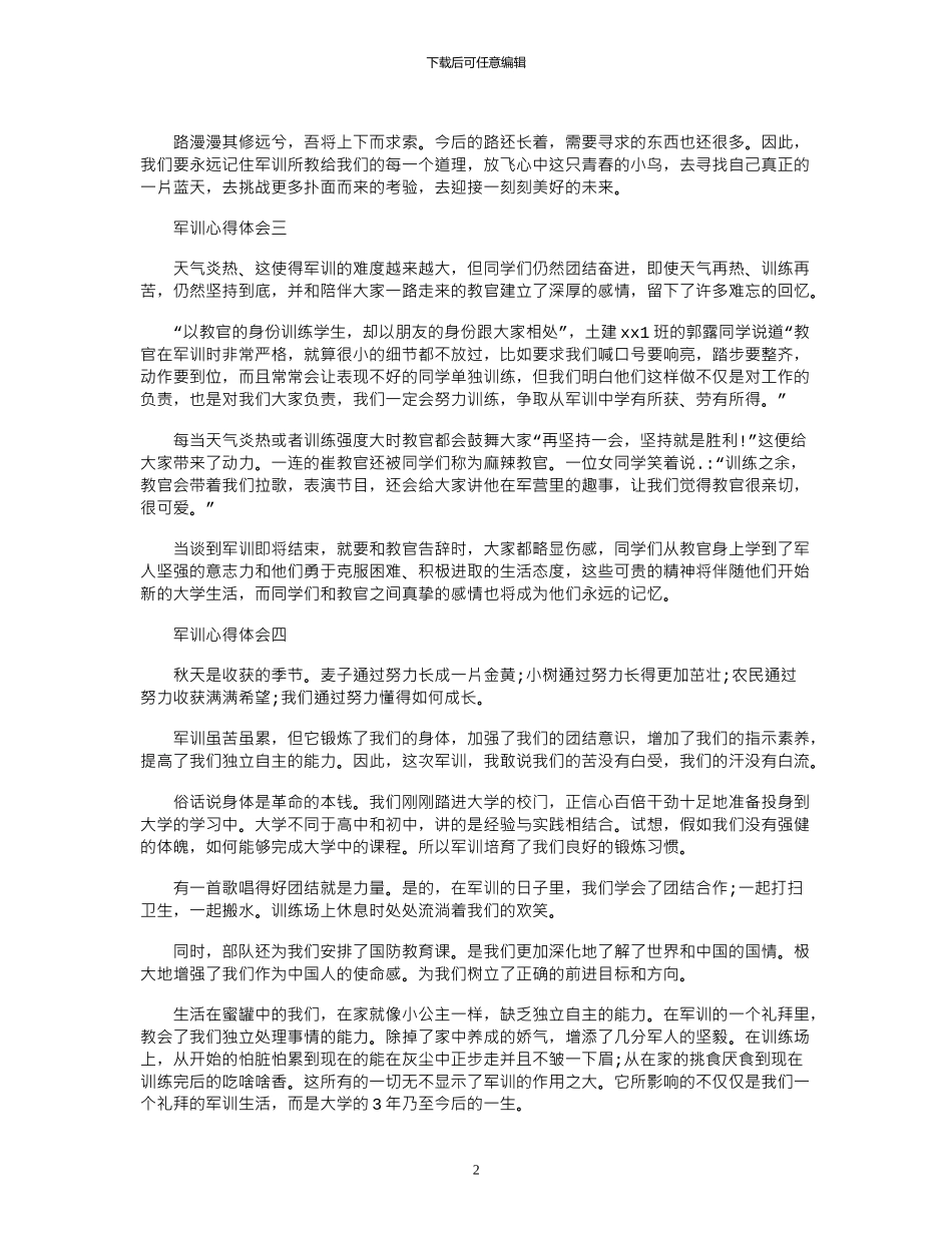 2024年大一军训心得体会范文300字5篇_第2页