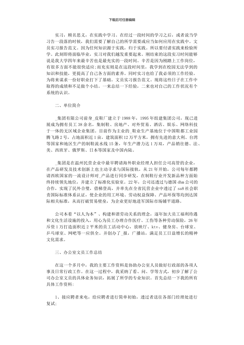 2024年大学生文员实习总结范本_第2页