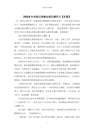 2024年央视元宵晚会观后感作文