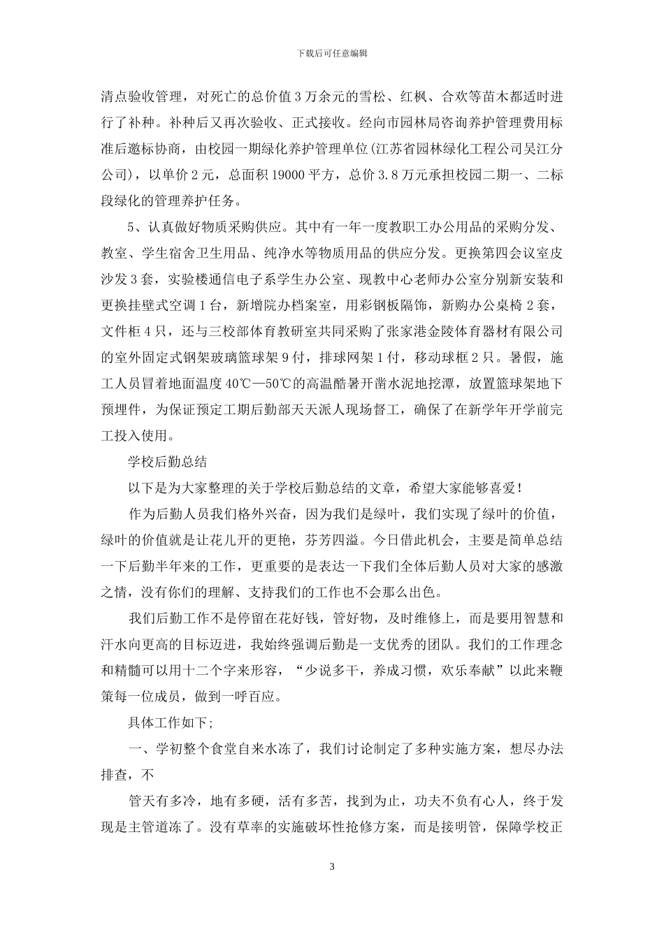 2024年学校后勤财务工作总结_第3页