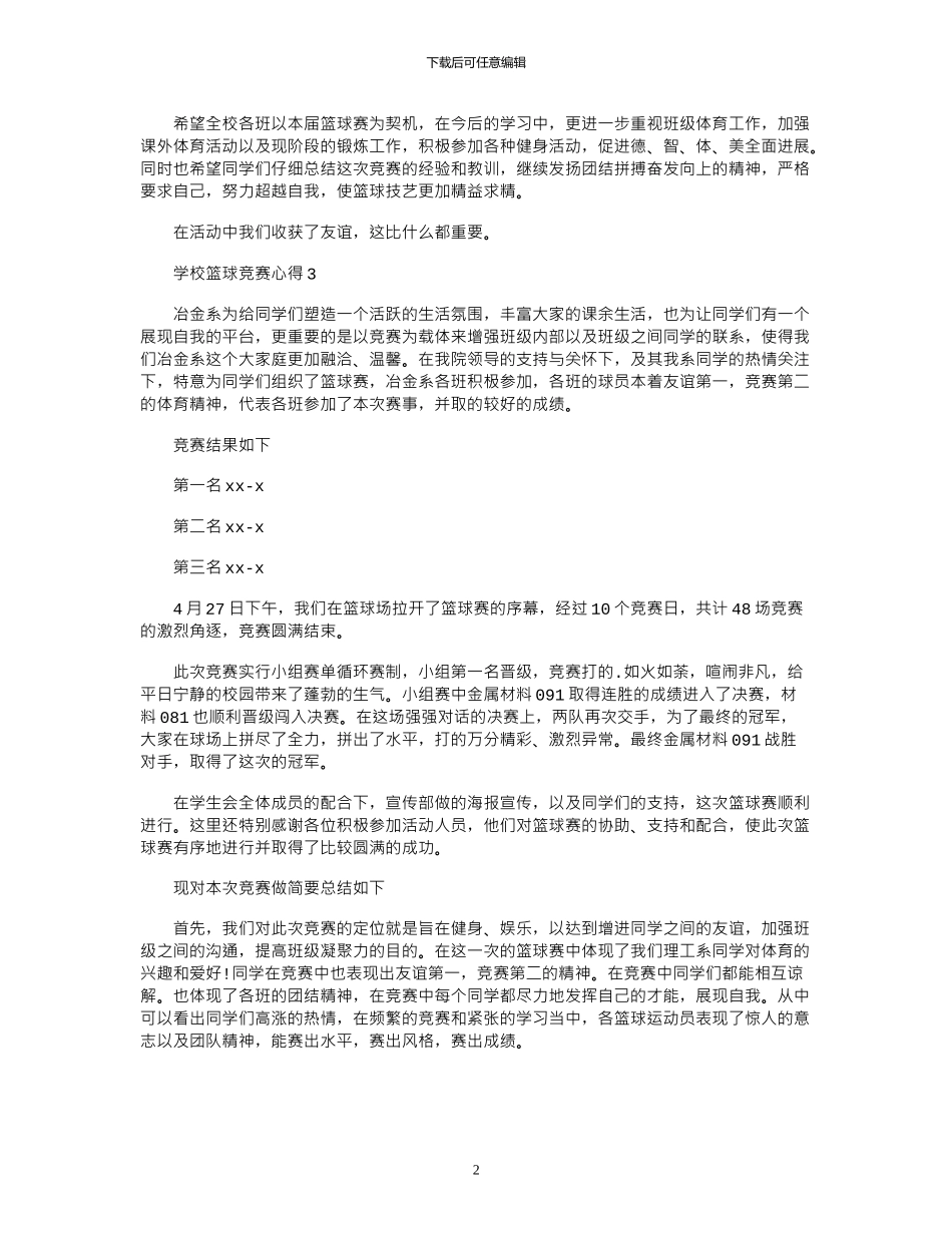 2024年学校篮球比赛心得_第2页