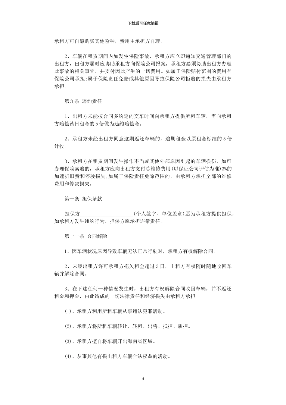 2024年实用版汽车租赁合同范本_第3页