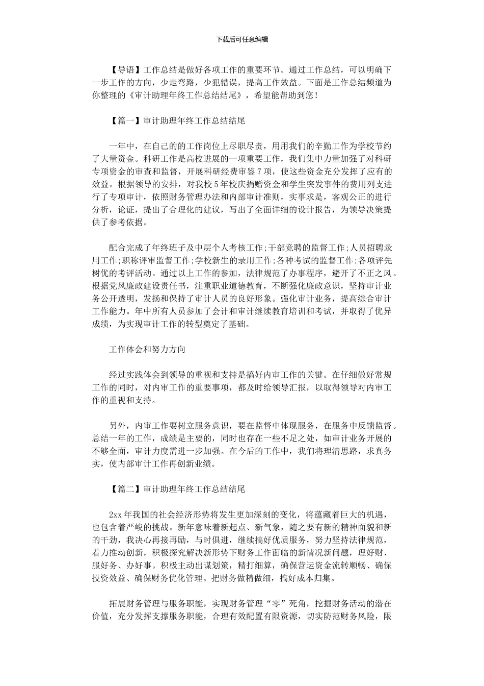 2024年审计助理年终工作总结结尾_第1页