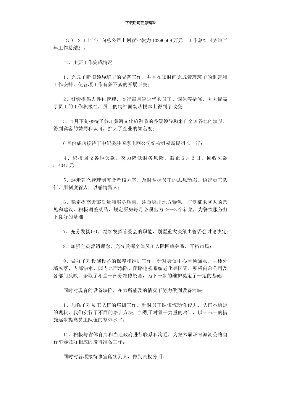 2024年宾馆半年工作总结报告_第3页