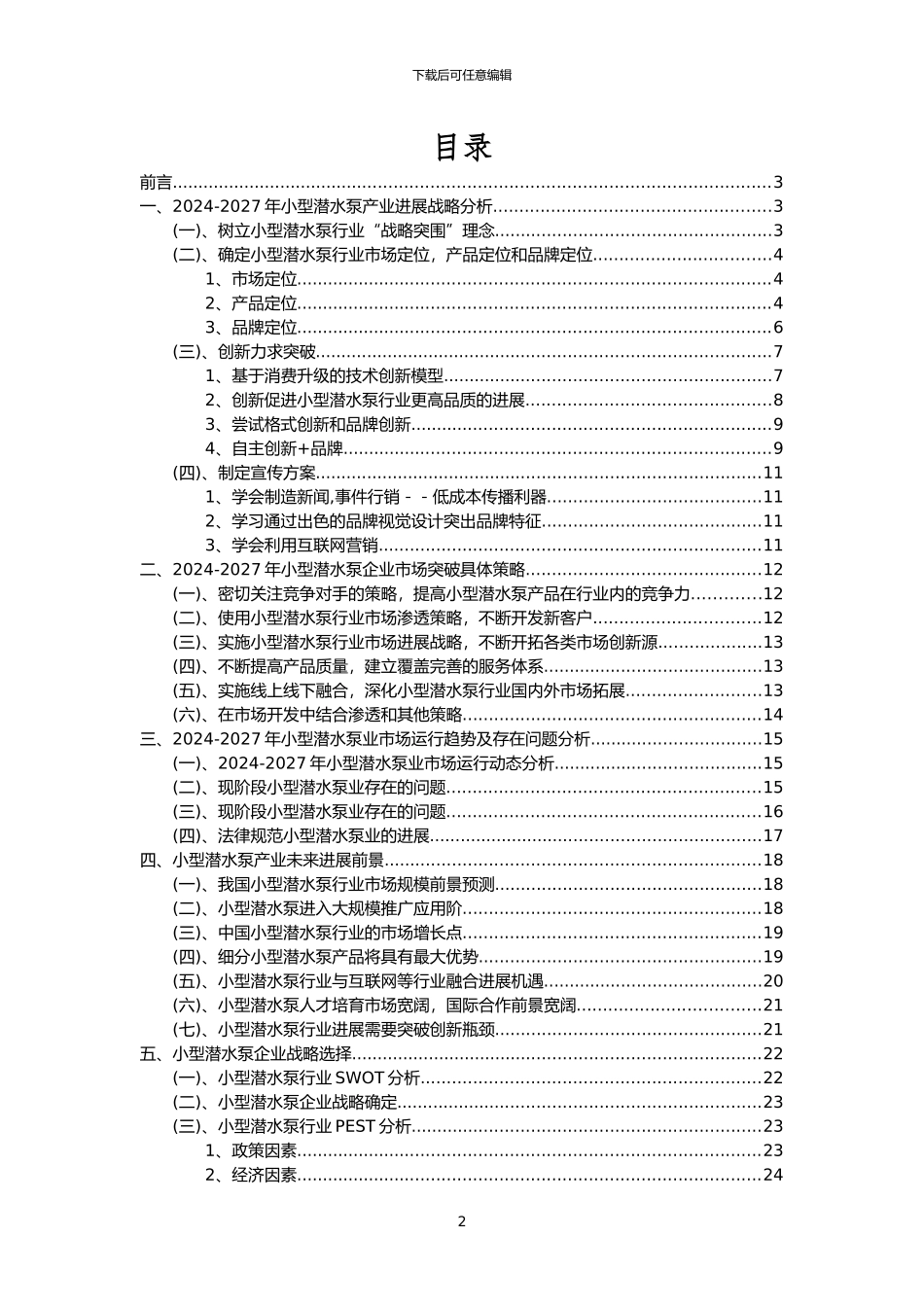 2024年小型潜水泵行业洞察报告及未来五至十年预测分析报告_第2页