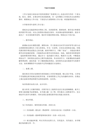 2024年小学指导青年教师工作计划