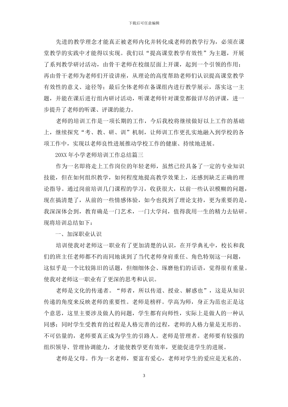 2024年小学教师培训工作总结_第3页
