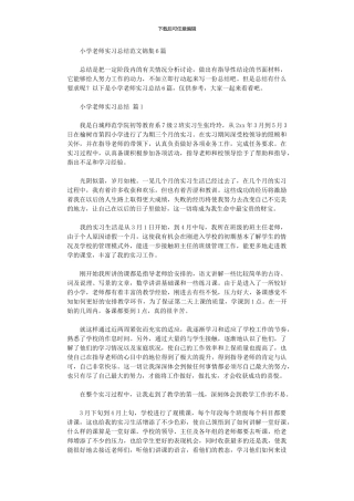 2024年小学教师实习总结范本